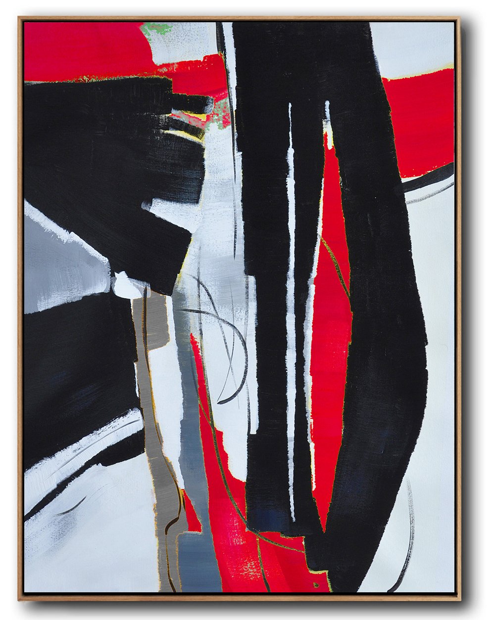 Vertical Red Contemporary Art #XB130B - Click Image to Close